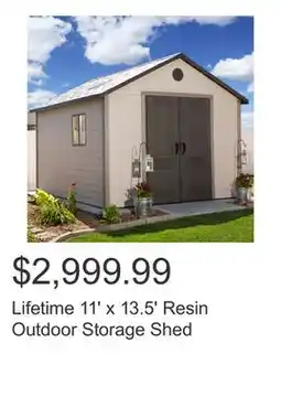 Costco Lifetime 11' x 13.5' Resin Outdoor Storage Shed offer