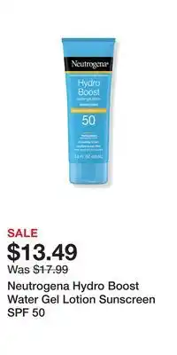 Ulta Beauty Neutrogena Hydro Boost Water Gel Lotion Sunscreen SPF 50 offer