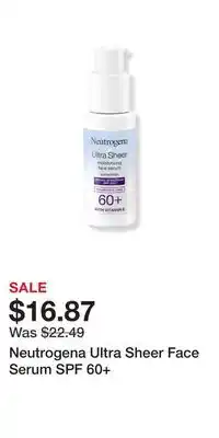 Ulta Beauty Neutrogena Ultra Sheer Face Serum SPF 60+ offer