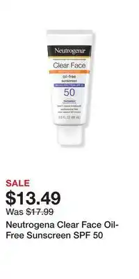 Ulta Beauty Neutrogena Clear Face Oil-Free Sunscreen SPF 50 offer