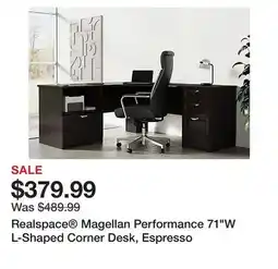 Office Depot Realspace Magellan Performance 71W L-Shaped Corner Desk, Espresso offer