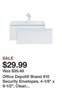 Office Depot Office Depot Brand #10 Security Envelopes, 4-1/8 x 9-1/2, Clean Seal, White, Box Of 500 offer