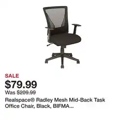 Office Depot Realspace Radley Mesh Mid-Back Task Office Chair, Black, BIFMA Compliant offer