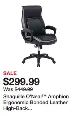 Office Depot Shaquille O'Neal Amphion Ergonomic Bonded Leather High-Back Executive Office Chair, Black offer