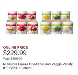 Costco Nutristore Freeze Dried Fruit and Veggie Variety #10 Cans, 12-count (250 Total Servings) offer