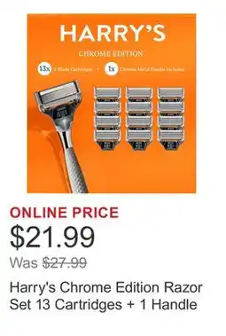 Costco Harry's Chrome Edition Razor Set 13 Cartridges + 1 Handle offer