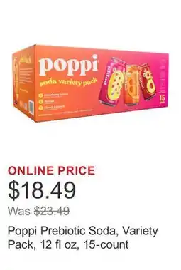 Costco Poppi Prebiotic Soda, Variety Pack, 12 fl oz, 15-count offer