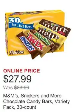 Costco M&M's, Snickers and More Chocolate Candy Bars, Variety Pack, 30-count offer