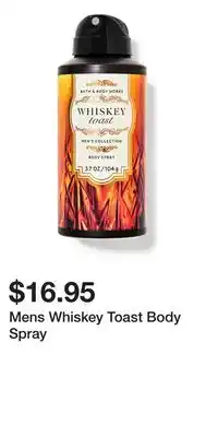 Bath & Body Works Mens Whiskey Toast Body Spray offer