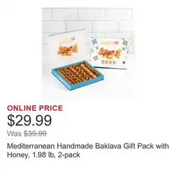 Costco Mediterranean Handmade Baklava Gift Pack with Honey, 1.98 lb, 2-pack offer