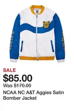 Belk NCAA NC A&T Aggies Satin Bomber Jacket offer