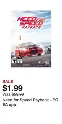 Game Stop Need for Speed Payback - PC EA app offer