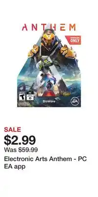 Game Stop Electronic Arts Anthem - PC EA app offer