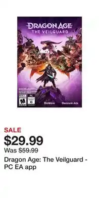 Game Stop Dragon Age: The Veilguard - PC EA app offer