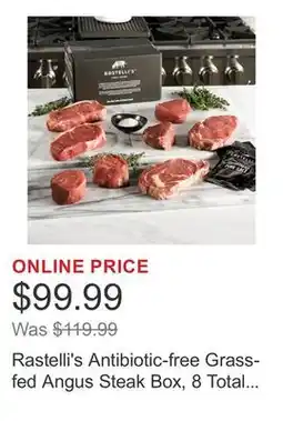 Costco Rastelli's Antibiotic-free Grass-fed Angus Steak Box, 8 Total Packs, 3.875lbs Total offer