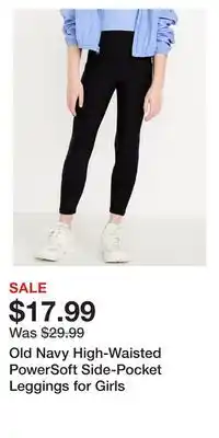 Old Navy Old Navy High-Waisted PowerSoft Side-Pocket Leggings for Girls offer