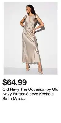 Old Navy Old Navy The Occasion by Old Navy Flutter-Sleeve Keyhole Satin Maxi Dress offer