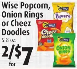 Gristedes Wise Popcorn, Onion Rings or Cheez Doodles offer