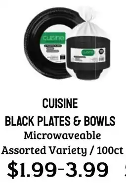 Seven Mile Market Cuisine black plates & bowls microwaveable assorted variety offer