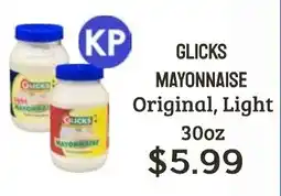 Seven Mile Market Glicks mayonnaise original, light offer