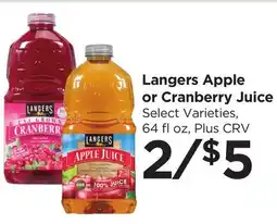 Food 4 Less Langers Apple or Cranberry Juice offer