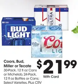 Ralphs Coors, Bud, Miller or Tecate offer