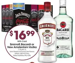 Ralphs Smirnoff, Bacardi or New Amsterdam Vodka offer