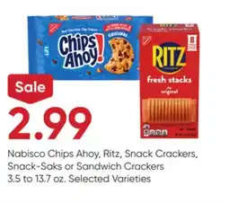 Stater Bros Nabisco Chips Ahoy, Ritz, Snack Crackers, Snack-Saks or Sandwich Crackers offer