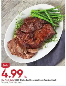 Stater Bros USDA Choice Beef Boneless Chuck Roast or Steak offer