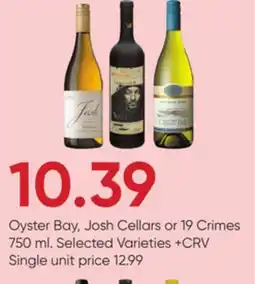 Stater Bros Oyster Bay, Josh Cellars or 19 Crimes offer