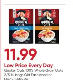 Stater Bros Quaker Oats 100% Whole Grain Oats 2/5 lb. bags Old Fashioned or Quick 1-Minute offer