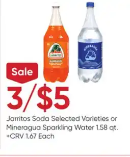 Stater Bros Jarritos Soda Selected Varieties or Mineragua Sparkling Water 1.58 qt offer