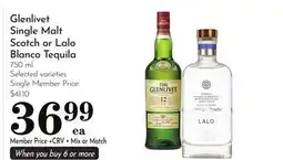 Pavilions Glenlivet Single Malt Scotch or Lalo Blanco Tequila offer