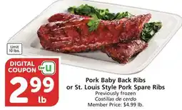 Vons Pork Baby Back Ribs or St. Louis Style Pork Spare Ribs offer