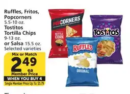 Vons Ruffles, Fritos, Popcorners 5.5-10 oz. Tostitos Tortilla Chips 9-13 oz. or Salsa 15.5 oz offer