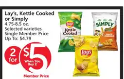 Vons Lay's, Kettle Cooked or Simply offer