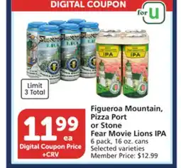 Vons Figueroa Mountain, Pizza Port or Stone Fear Movie Lions IPA offer