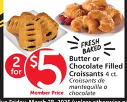 Vons Butter or Chocolate Filled Croissants offer