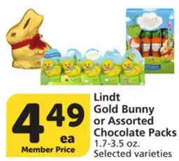 Vons Lindt Gold Bunny or Assorted Chocolate Packs offer