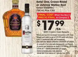 Ralphs Ketel One, Crown Royal or Johnnie Walker Red offer