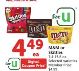 Albertsons M&M or Skittles offer