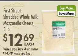 Smart & Final First Street Shredded Whole Milk Mozzarella Cheese offer