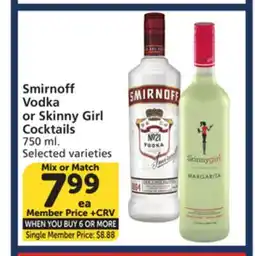 Albertsons Smirnoff Vodka or Skinny Girl Cocktails offer