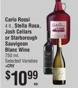 Smart & Final Carlo Rossi, Stella Rosa, Josh Cellars or Starborough Sauvignon Blanc Wine offer