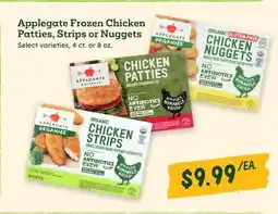 Sprouts Farmers Market Applegate Frozen Chicken Patties, Strips or Nuggets offer