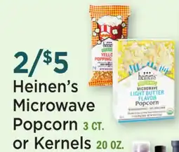 Heinen's Heinen's Microwave Popcorn 3 CT. or Kernels 20 OZ offer