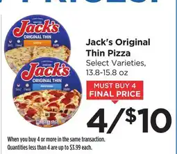 Food 4 Less Jack's Original Thin Pizza offer