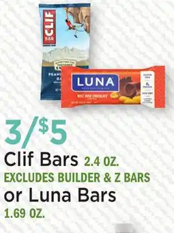 Heinen's Clif Bars EXCLUDES BUILDER & Z BARS or Luna Bars 1.69 OZ offer