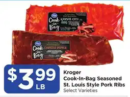 Food 4 Less Kroger Cook-In-Bag Seasoned St. Louis Style Pork Ribs offer