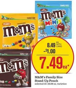 Mariano's M & M' s Family Size Stand-Up Pouch offer